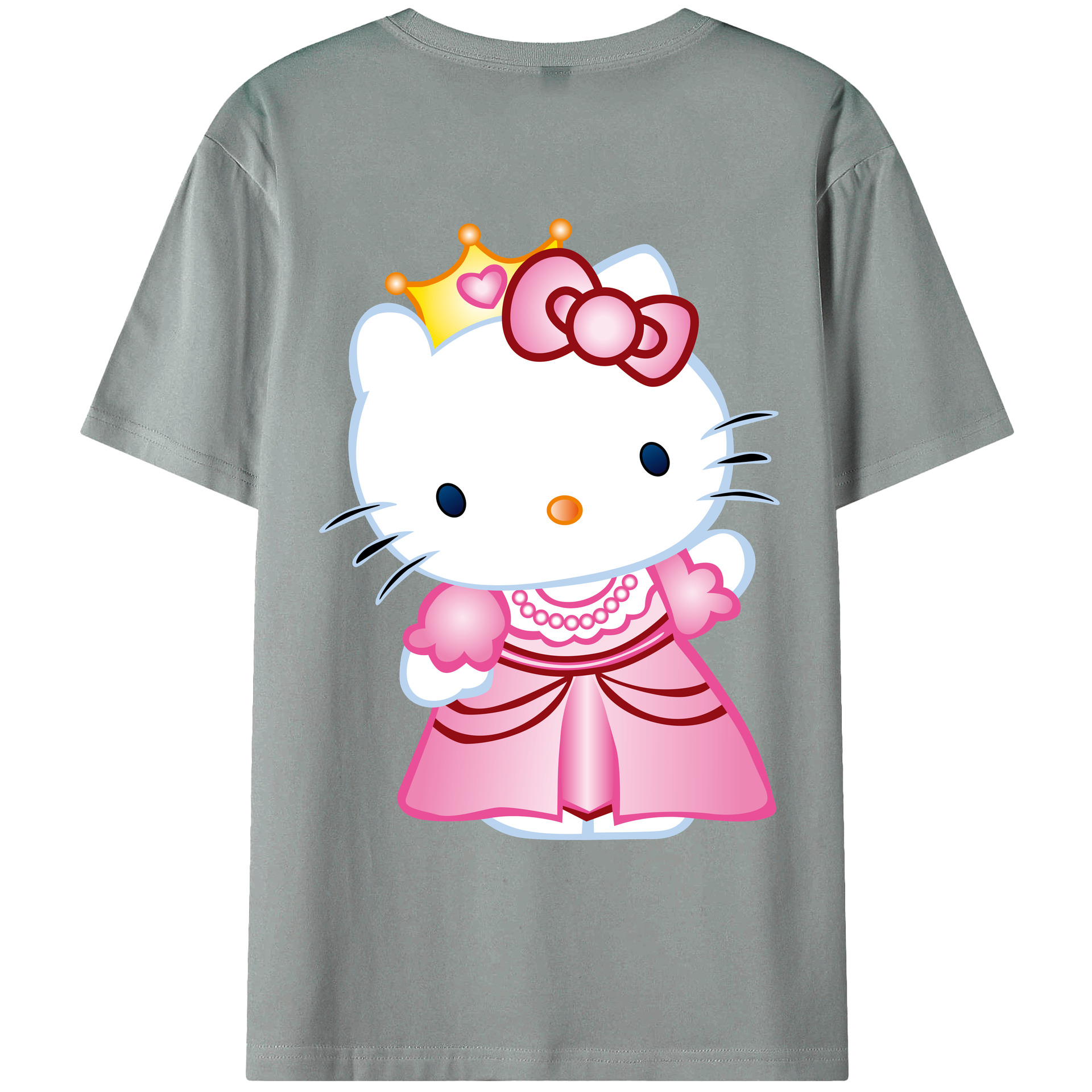 （画像用） Hello Kitty ハローキティ 綿100％ メンズ半袖Tシャツ（バックプリント） 通気性